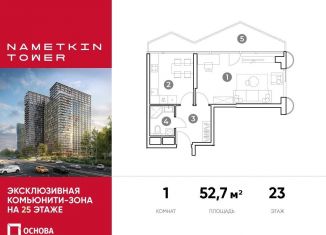 Продам 1-комнатную квартиру, 52.7 м2, Москва, улица Намёткина, 10А, район Черёмушки