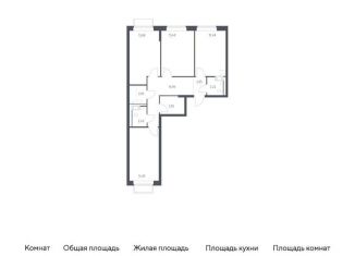 Продам трехкомнатную квартиру, 77.8 м2, Московская область, жилой комплекс Томилино Парк, к6.1