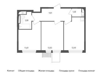 Продаю двухкомнатную квартиру, 54.9 м2, Московская область, 1-й Стрелковый переулок, 1