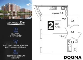 Продажа двухкомнатной квартиры, 47.6 м2, Краснодар