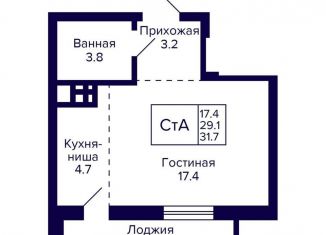 Продаю квартиру студию, 31.7 м2, Новосибирск, улица Фрунзе, с1, метро Золотая Нива