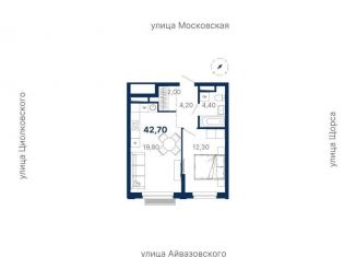 1-ком. квартира на продажу, 42.7 м2, Свердловская область, улица Айвазовского, 52