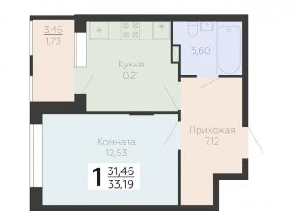 Продажа однокомнатной квартиры, 33.2 м2, Воронеж