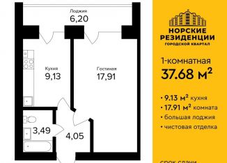 Продается 1-комнатная квартира, 37.7 м2, Ярославль, ЖК Норские Резиденции, улица Александра Додонова, 10к5