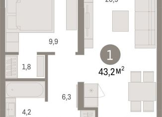 Продажа 1-ком. квартиры, 43.2 м2, Тюменская область