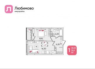 Продается однокомнатная квартира, 38.6 м2, Краснодар, Прикубанский округ