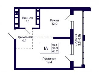 Продается однокомнатная квартира, 43.2 м2, Новосибирск, улица Фрунзе, с1