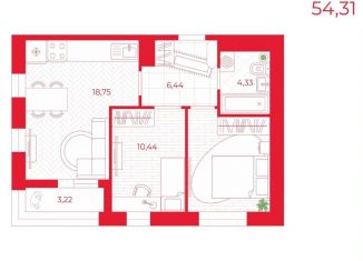 2-комнатная квартира на продажу, 54.3 м2, Тульская область