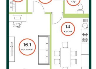 Продажа 1-комнатной квартиры, 47.1 м2, Красноярский край, жилой комплекс Эко, 2