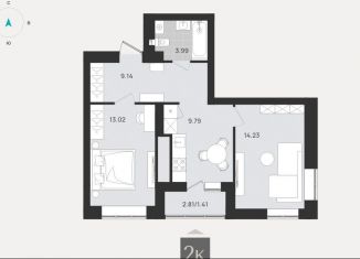 Продажа двухкомнатной квартиры, 51.6 м2, Калининградская область