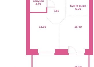 Продаю однокомнатную квартиру, 47.1 м2, рабочий посёлок Кольцово, автодорога № 11