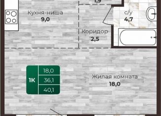 1-ком. квартира на продажу, 40.1 м2, Барнаул