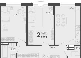 Продажа двухкомнатной квартиры, 53.9 м2, Сочи, микрорайон КСМ