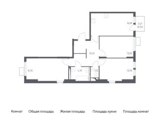 3-комнатная квартира на продажу, 77.8 м2, село Остафьево, жилой комплекс Остафьево, к15