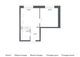 Однокомнатная квартира на продажу, 33.5 м2, посёлок Газопровод, жилой комплекс Ольховый Квартал, к1