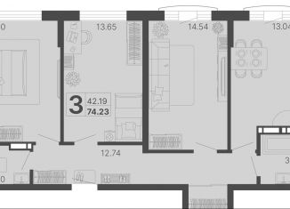 Трехкомнатная квартира на продажу, 74.2 м2, Сочи, микрорайон КСМ