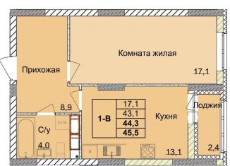 1-комнатная квартира на продажу, 44.3 м2, Нижний Новгород, метро Ленинская, площадь Минина и Пожарского