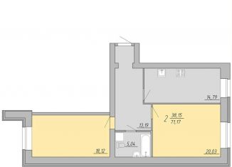 Продам двухкомнатную квартиру, 71.2 м2, Тверь