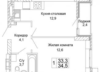 Продам однокомнатную квартиру, 34.5 м2, Волгоград, Кировский район