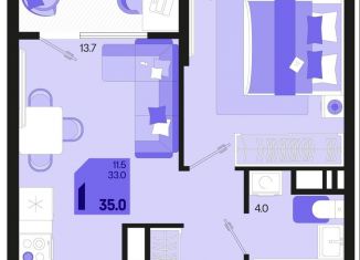 Продается 1-комнатная квартира, 35 м2, Краснодарский край