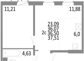 Продажа двухкомнатной квартиры, 36.5 м2, Челябинск, Советский район