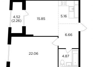 Продажа 1-комнатной квартиры, 56.4 м2, Москва, улица Петра Алексеева, 14, станция Рабочий Посёлок