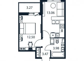 Продам 1-комнатную квартиру, 34.7 м2, Мурино