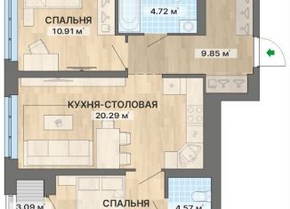 Двухкомнатная квартира на продажу, 65.9 м2, Екатеринбург, метро Уралмаш