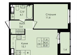 Продается 1-комнатная квартира, 35.8 м2, Ленинградская область, улица Просвещения, 2