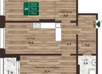 Продам 2-комнатную квартиру, 76.6 м2, Барнаул, Центральный район