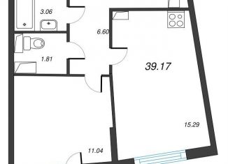 Продажа однокомнатной квартиры, 42.4 м2, Мурино
