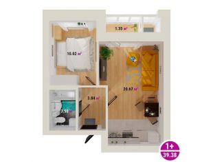Продажа 1-комнатной квартиры, 39.4 м2, Республика Башкортостан