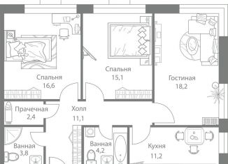 Продаю трехкомнатную квартиру, 82.6 м2, Москва, метро Молодёжная