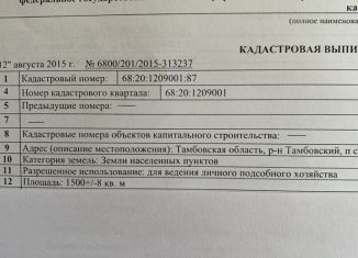 Продам земельный участок, 15 сот., Тамбовская область, Солнечная улица, 27