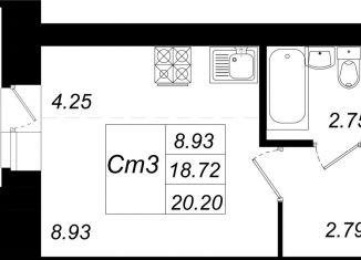 Продам квартиру студию, 20.2 м2, село Осиново, улица Гайсина, 2Б, ЖК Радужный