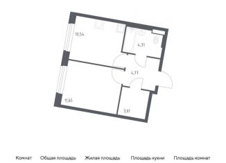 Продается 1-комнатная квартира, 34.9 м2, Москва, жилой комплекс Квартал Западный, 6