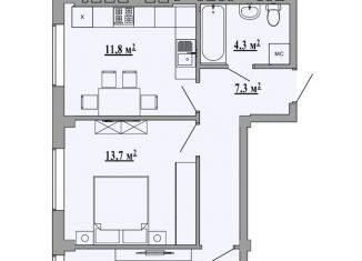 Продам 2-комнатную квартиру, 53.5 м2, Липецк