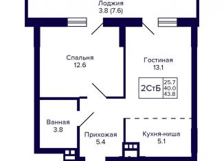 Продаю 2-комнатную квартиру, 43.8 м2, Новосибирск, улица Коминтерна, 1с, метро Золотая Нива