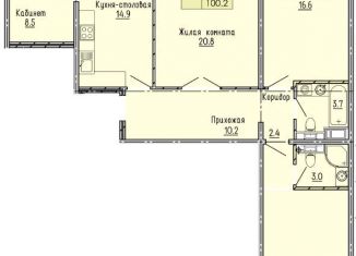 3-комнатная квартира на продажу, 100.2 м2, Пензенская область, улица Яшиной, 2