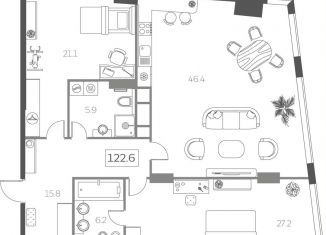 3-комнатная квартира на продажу, 123.1 м2, Москва, Мытная улица, 40к4, метро Добрынинская