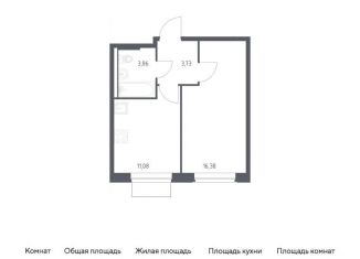1-комнатная квартира на продажу, 35.1 м2, поселение Марушкинское, жилой комплекс Квартал Западный, 6