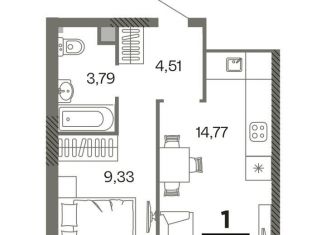 Продажа однокомнатной квартиры, 32.4 м2, Рязань