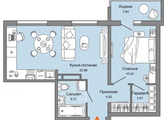 Продам 2-комнатную квартиру, 45 м2, Ульяновск, жилой комплекс Ультраград, 2