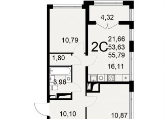 Продажа двухкомнатной квартиры, 55.8 м2, Тула, Привокзальный территориальный округ