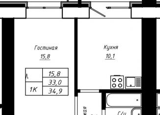 Продажа 1-комнатной квартиры, 34.9 м2, Барнаул, Индустриальный район
