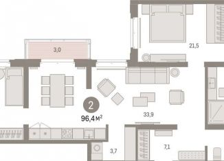 Продам 2-комнатную квартиру, 96.4 м2, Тюмень, Ленинский округ
