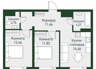 Продажа 3-комнатной квартиры, 58.4 м2, посёлок Западный