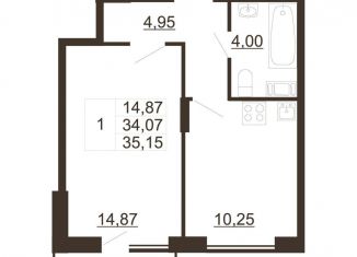 Продам 1-комнатную квартиру, 35.2 м2, Ленинградская область