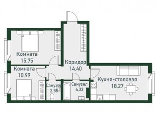 Продается трехкомнатная квартира, 66.1 м2, Челябинская область