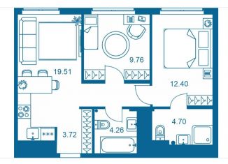 Продам двухкомнатную квартиру, 54.4 м2, Тульская область